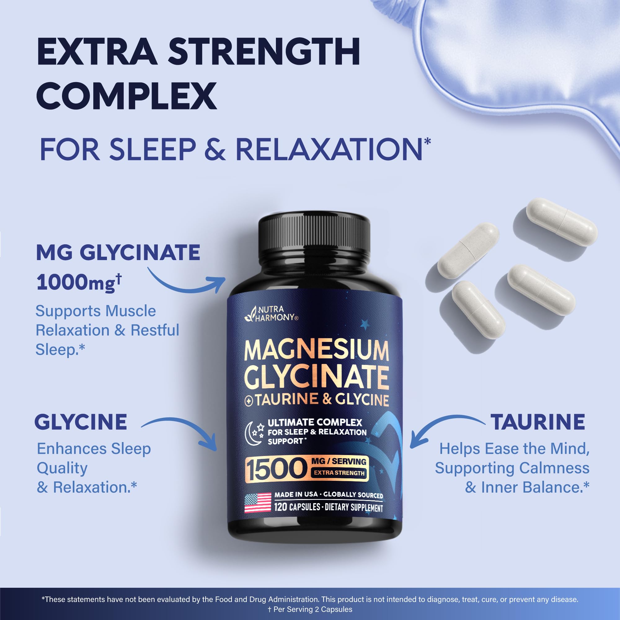 NUTRAHARMONY Magnesium Glycinate with water demonstrates easy consumption.