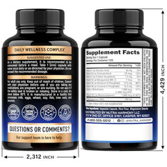 NutraHarmony methylated multivitamin bottle side view highlighting compact daily capsule
