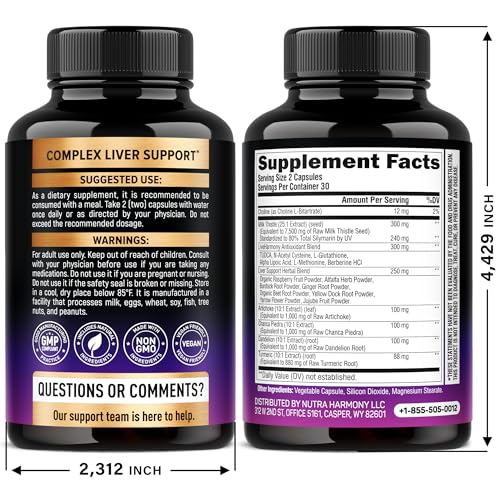NutraHarmony milk thistle capsules closeup, 80% silymarin for detox support.