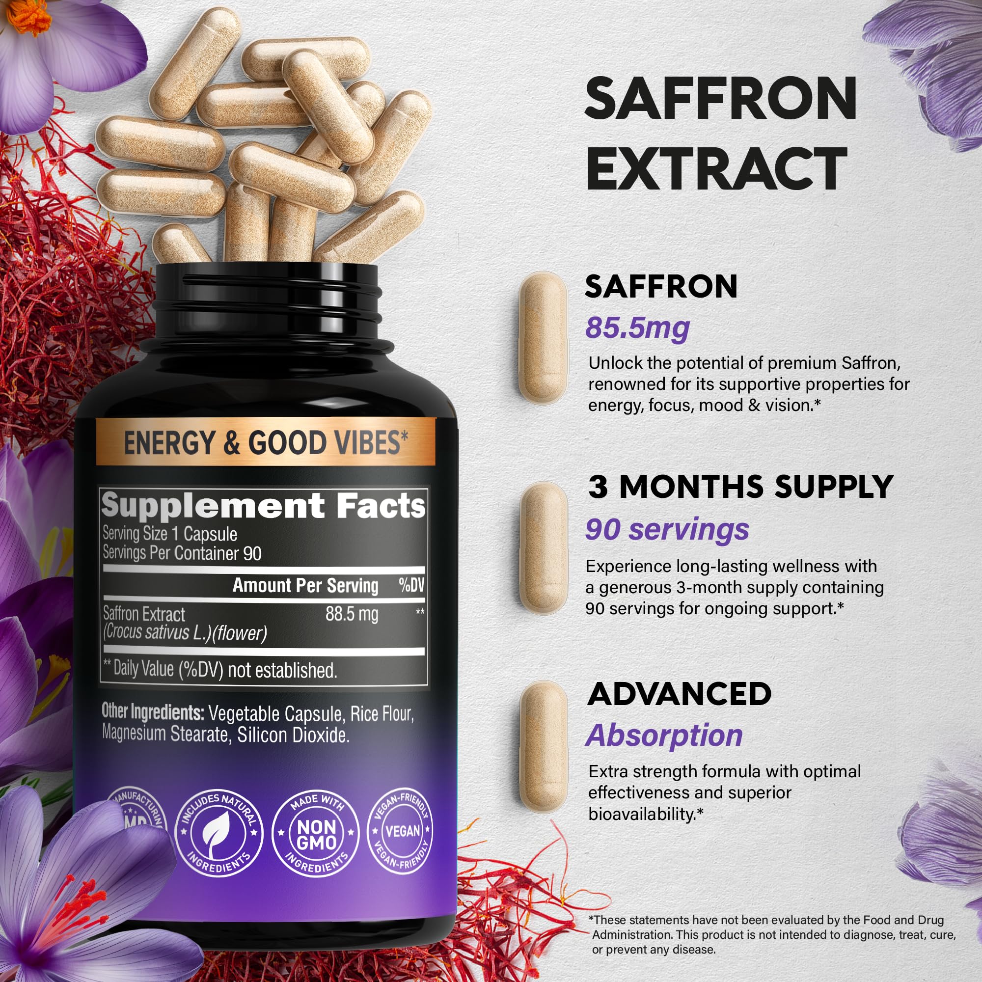 NUTRAHARMONY vegan, non-GMO capsules in a dairy-free formula.