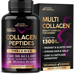 NUTRAHARMONY multi collagen peptides bottle shown for daily skin and joint support
