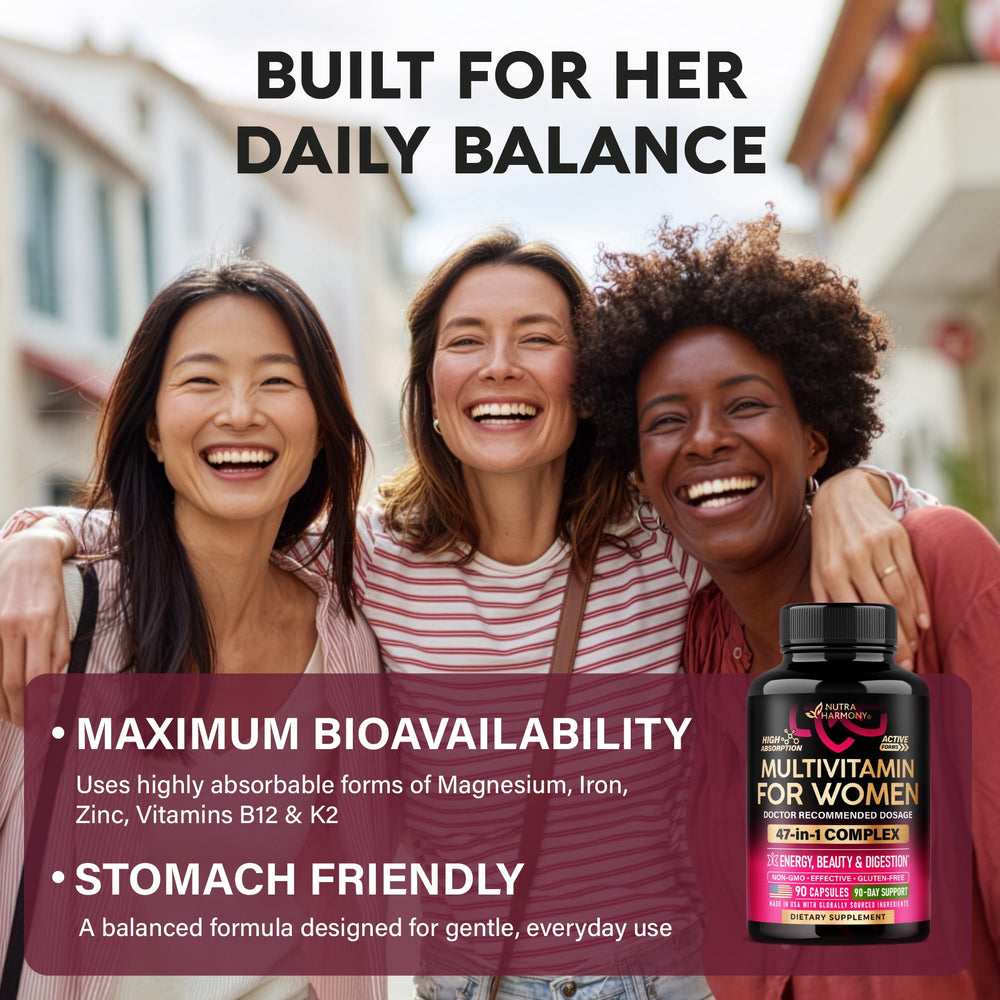 NUTRAHARMONY USA-made seal indicating quality and purity.
