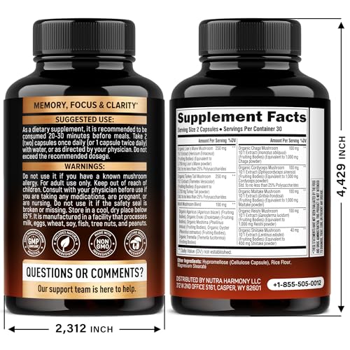 NutraHarmony Mushroom Complex Turkey Tail bottle supports immune function potential.