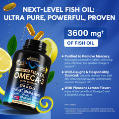 NutraHarmony Omega-3 3600mg lemon-flavored softgels for pleasant taste