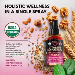 NutraHarmony organic B-complex label highlights USDA certification and clean ingredients.