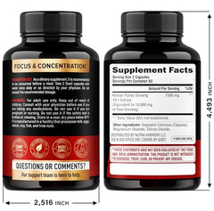 NUTRAHARMONY Panax Ginseng label showcases capsule strength and purity for daily vitality.