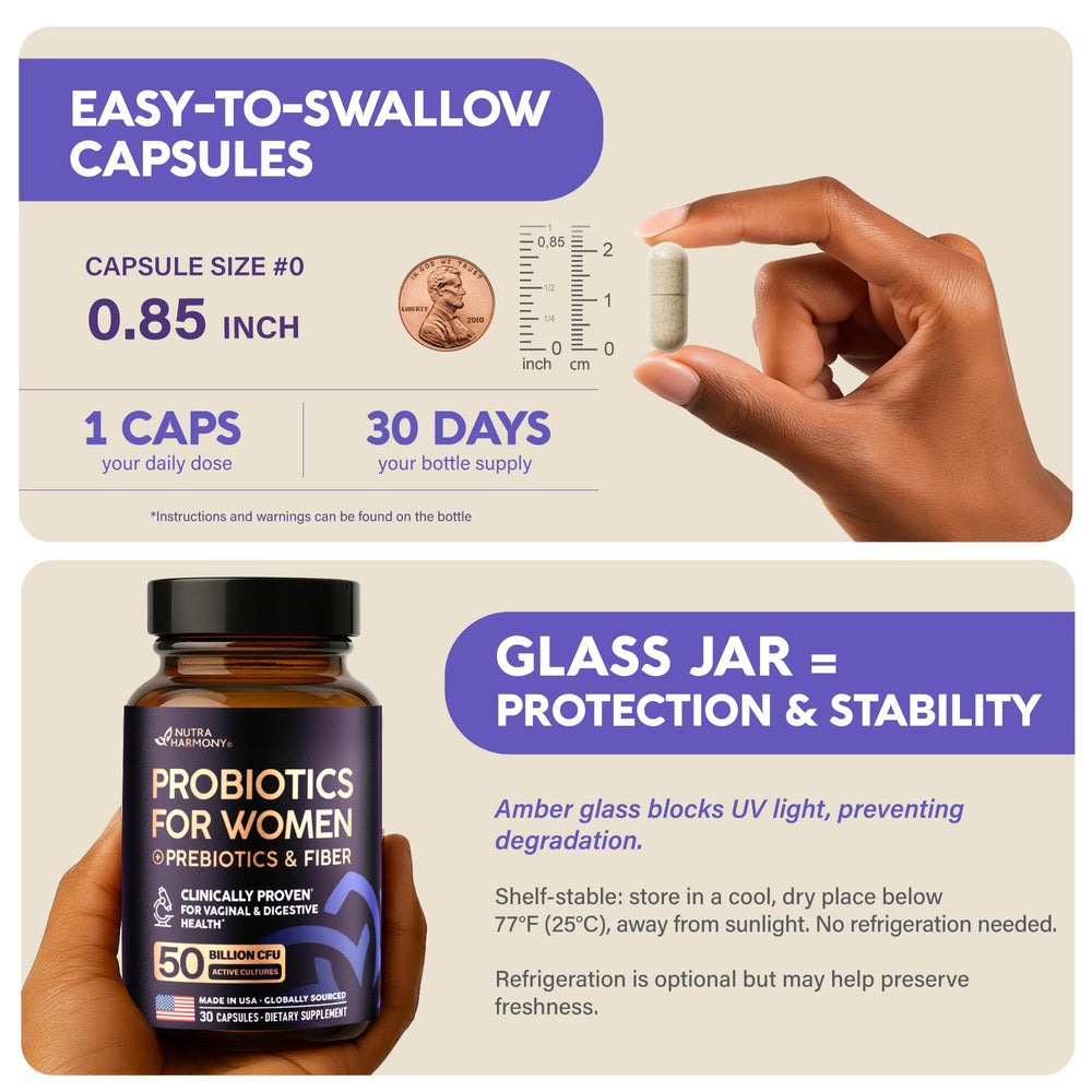 NUTRAHARMONY Probiotics box and bottle packaging sustainability