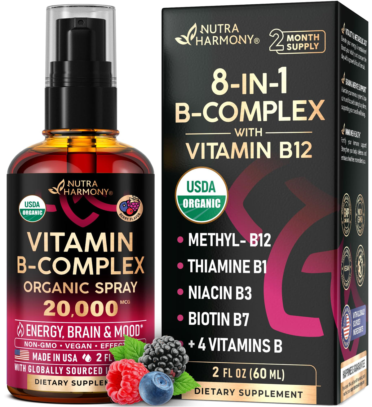 NutraHarmony B-Complex Spray bottle ready for daily energy support.