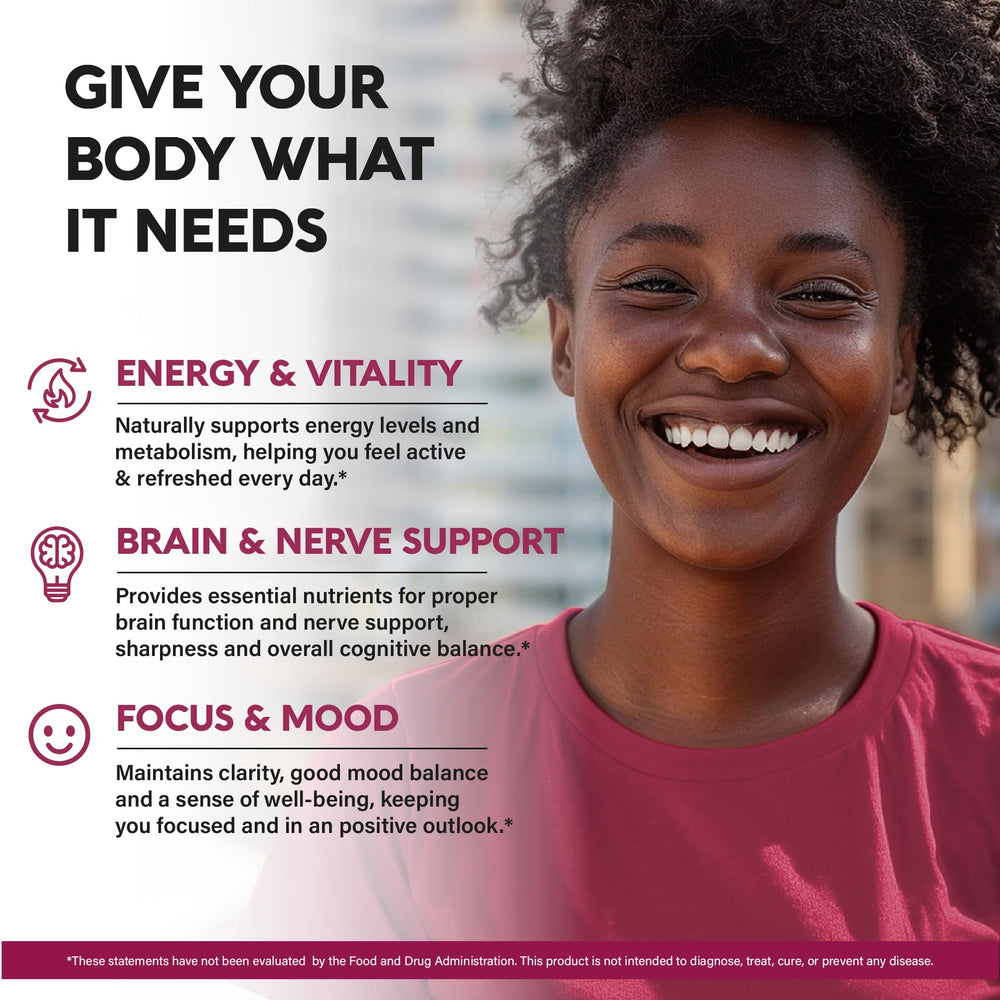 NutraHarmony B Complex highlighting active forms 5-MTHF and methylcobalamin for absorption