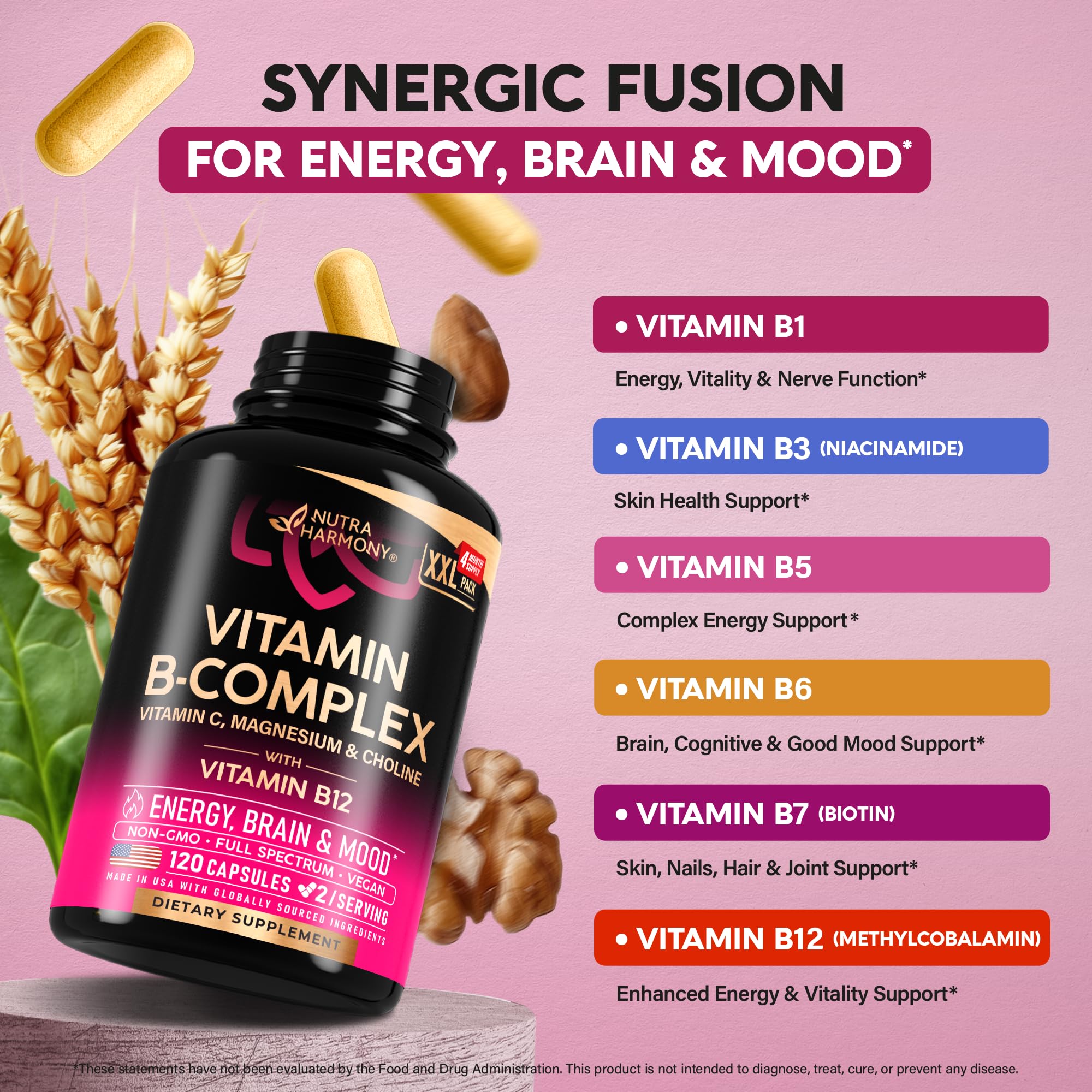 NutraHarmony B Complex with methylcobalamin supports energy and metabolism