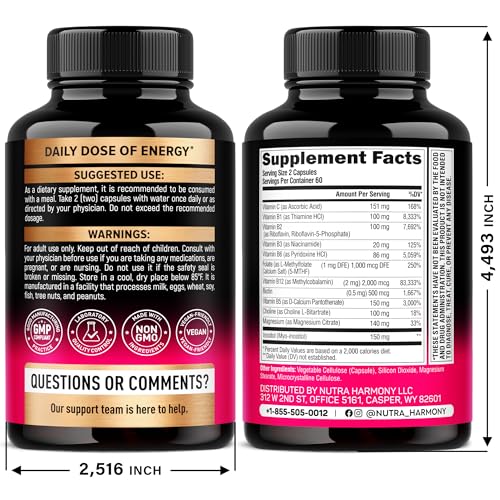 NutraHarmony B Complex capsules ready for daily intake, vegan formula