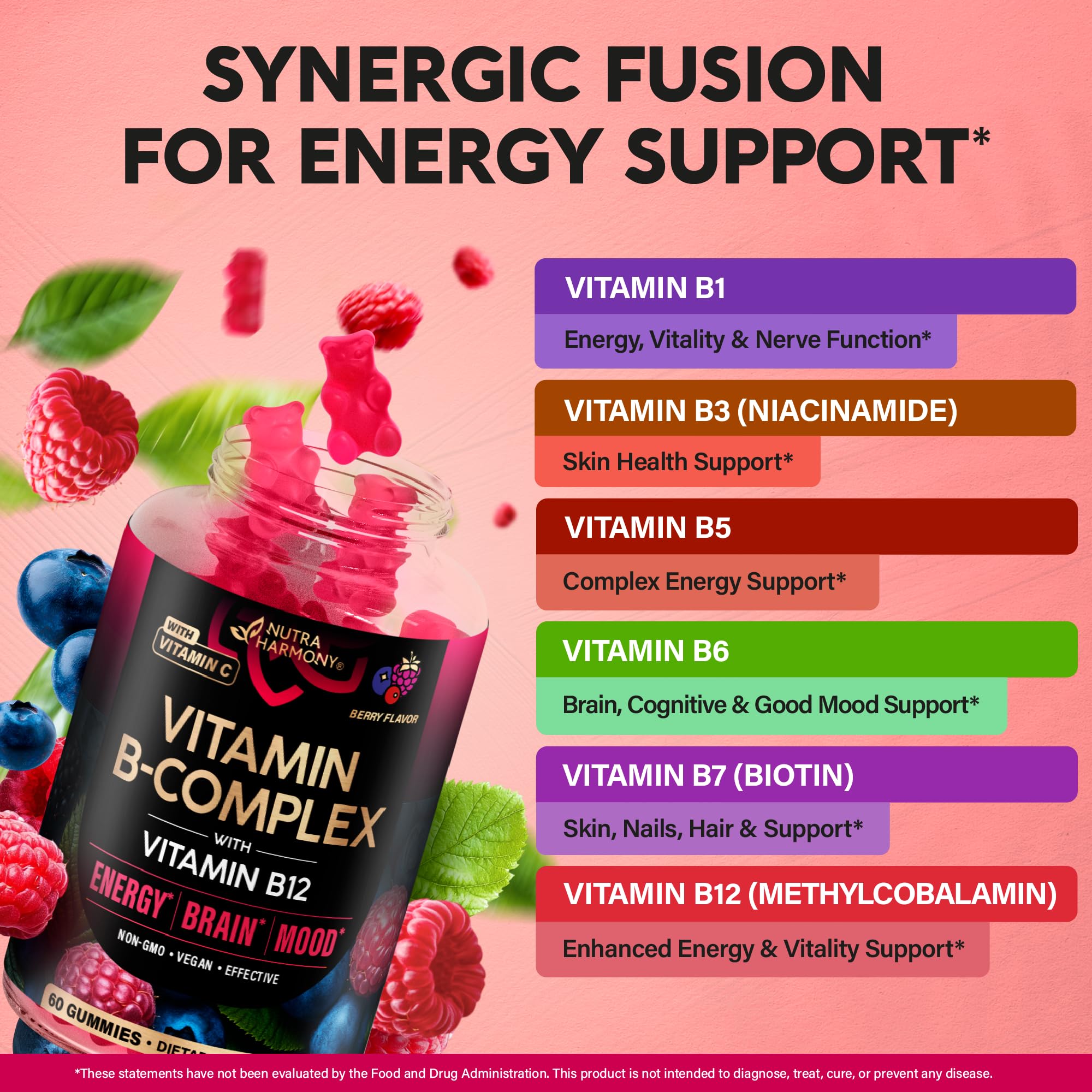 Two-pack Nutraharmony B-Complex Gummies on a clean surface.