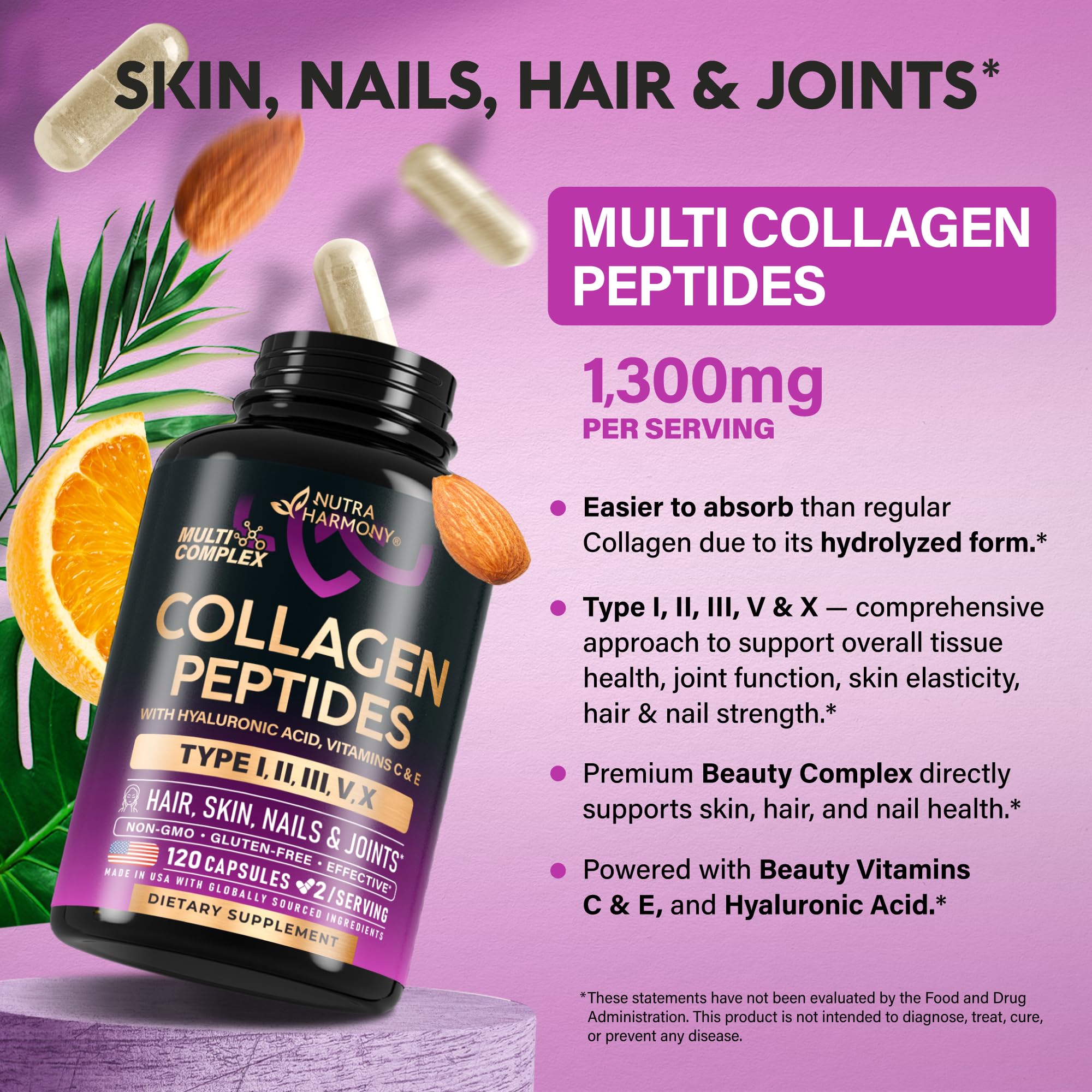 NUTRAHARMONY vitamins C and E close-up underscoring antioxidant nourishment