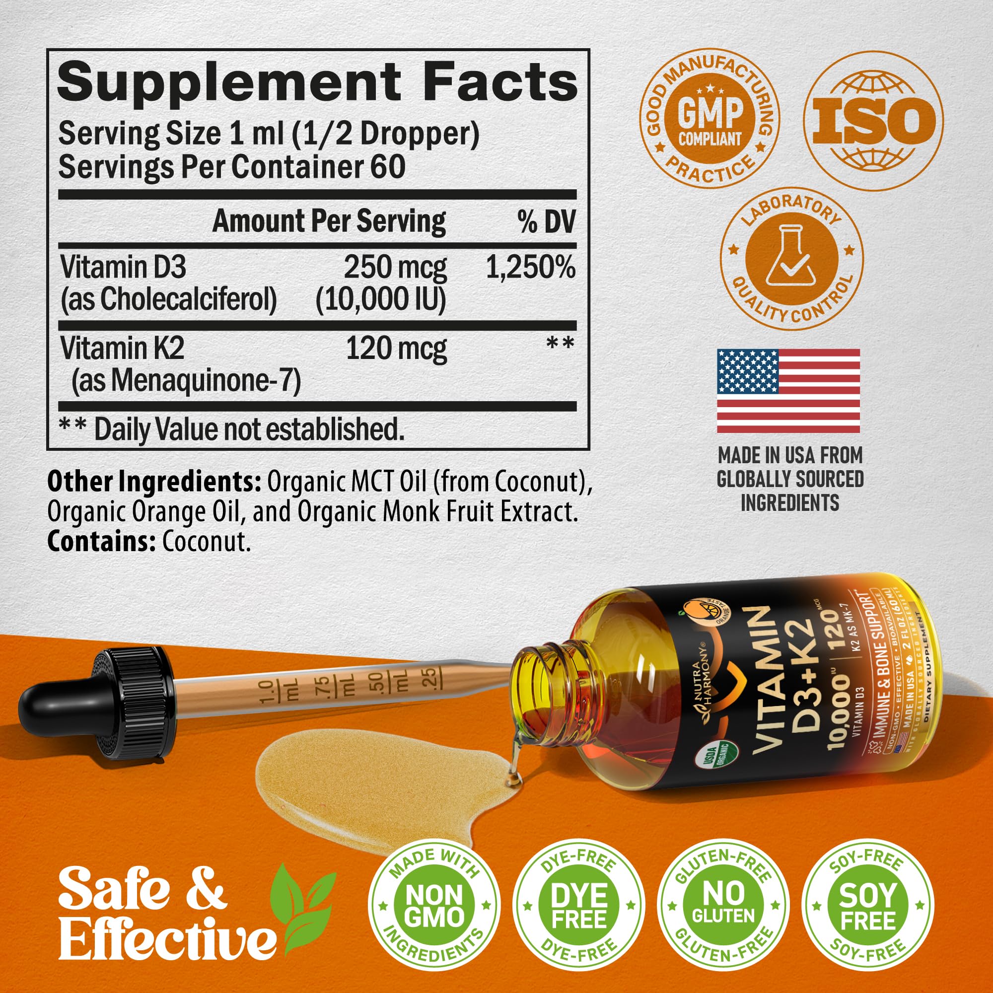 NutraHarmony organic certification seal signals clean sourcing.