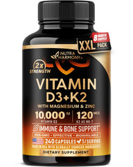 NUTRAHARMONY Vitamin D3K2 bottle ready for daily bone and immune support.