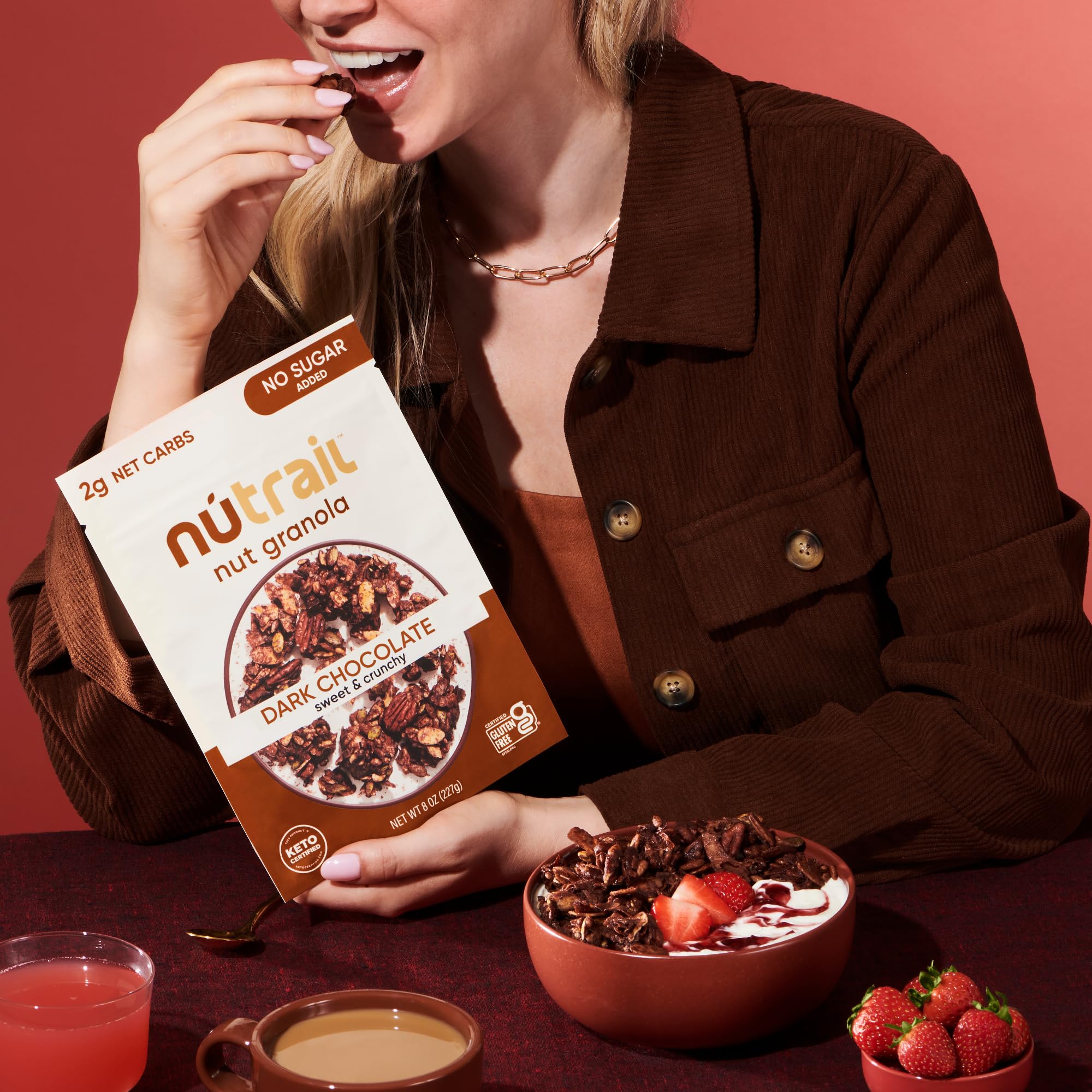 Granola atop a smoothie or parfait with NuTrail for a satisfying breakfast.