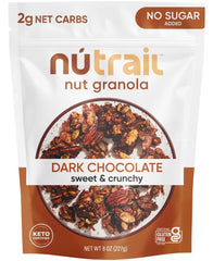 NuTrail Nut Granola Dark Chocolate bowl for a low-sugar breakfast.