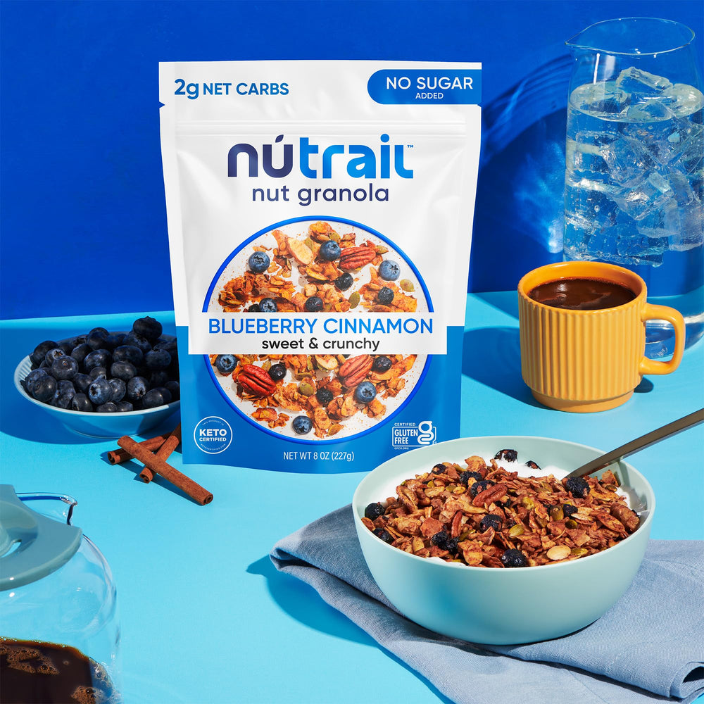 On-the-go NuTrail keto granola snack pack for busy mornings.