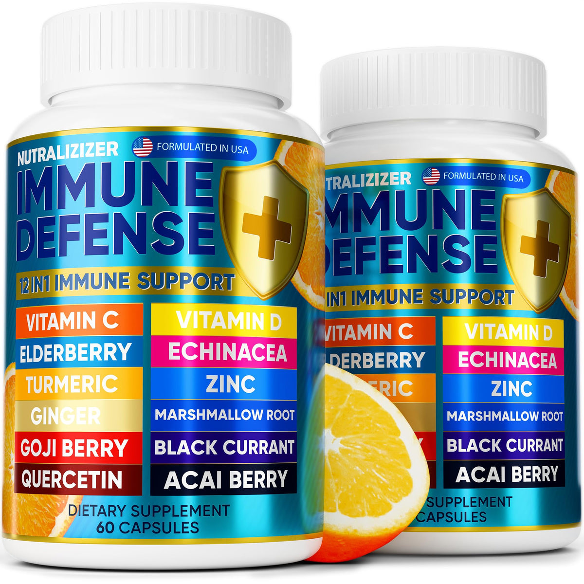 Nutralizer 12-in-1 immune bottle showing easy daily capsules