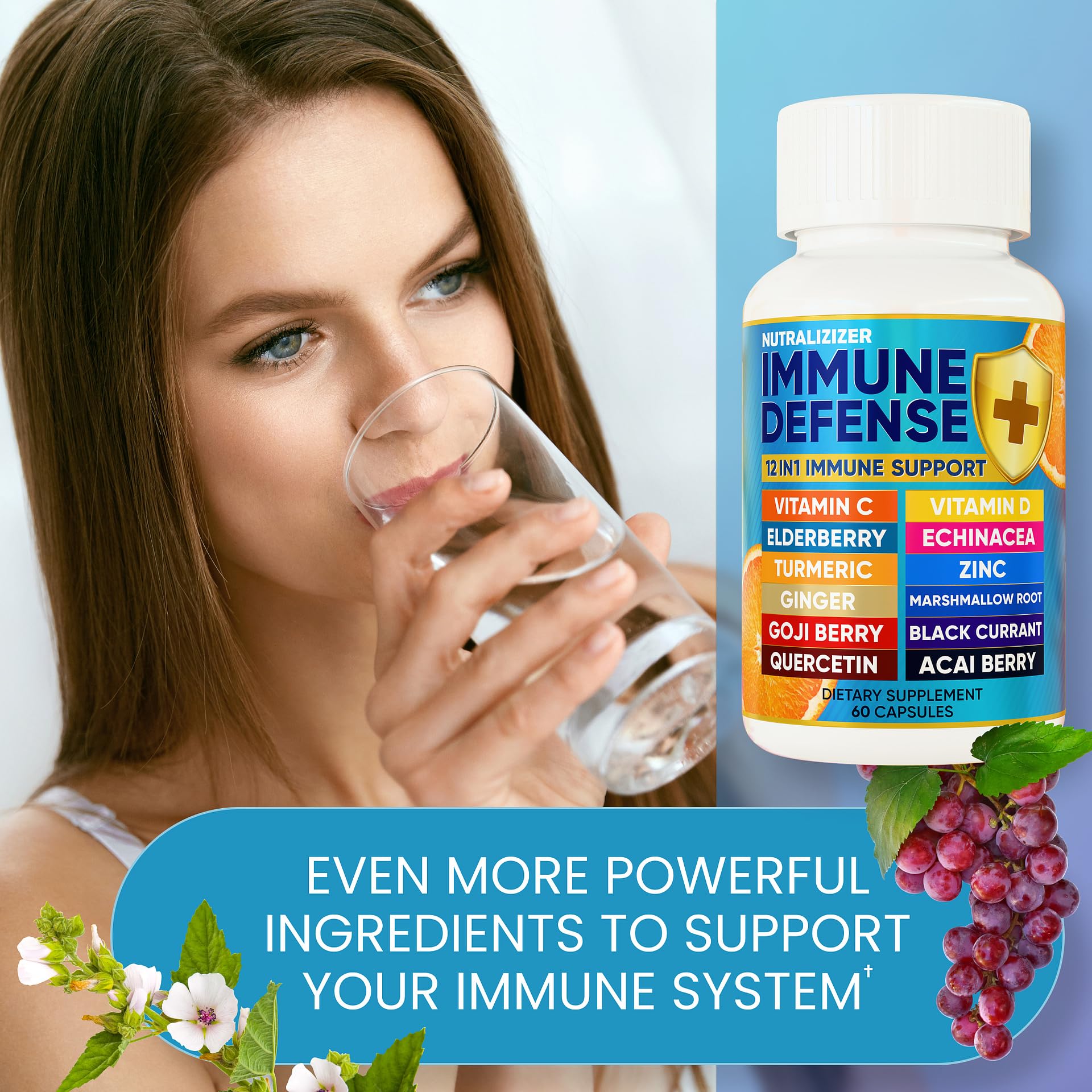 Nutralizer elderberry and quercetin capsules for immune support