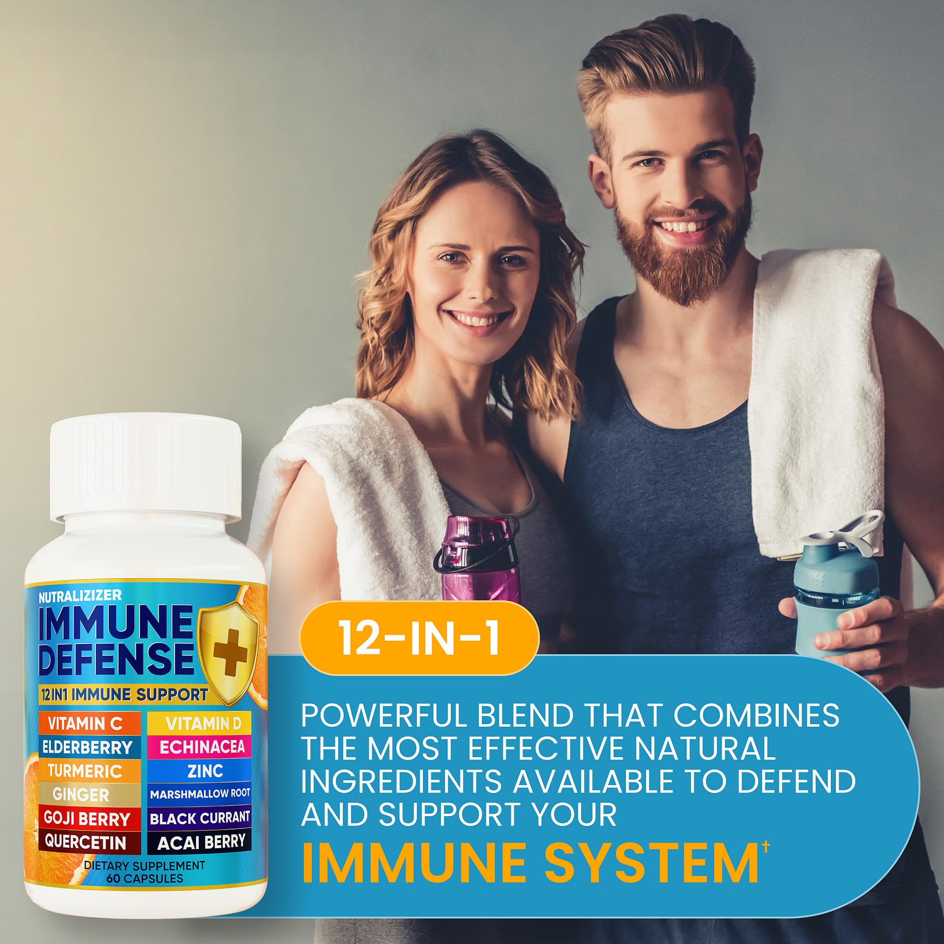 Nutralizer vitamin C and zinc bottle emphasizing essential nutrients