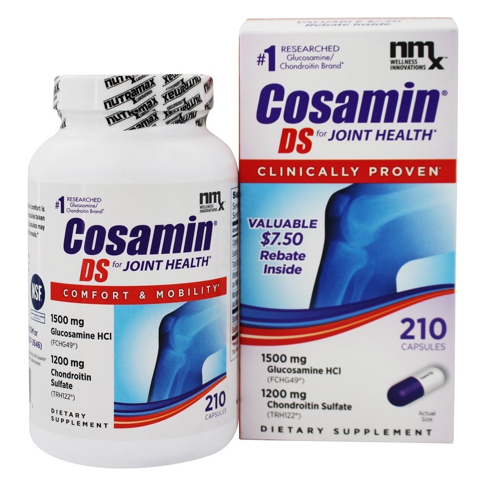 Nutramax Cosamin DS bottle pour demonstrates convenient daily joint support.