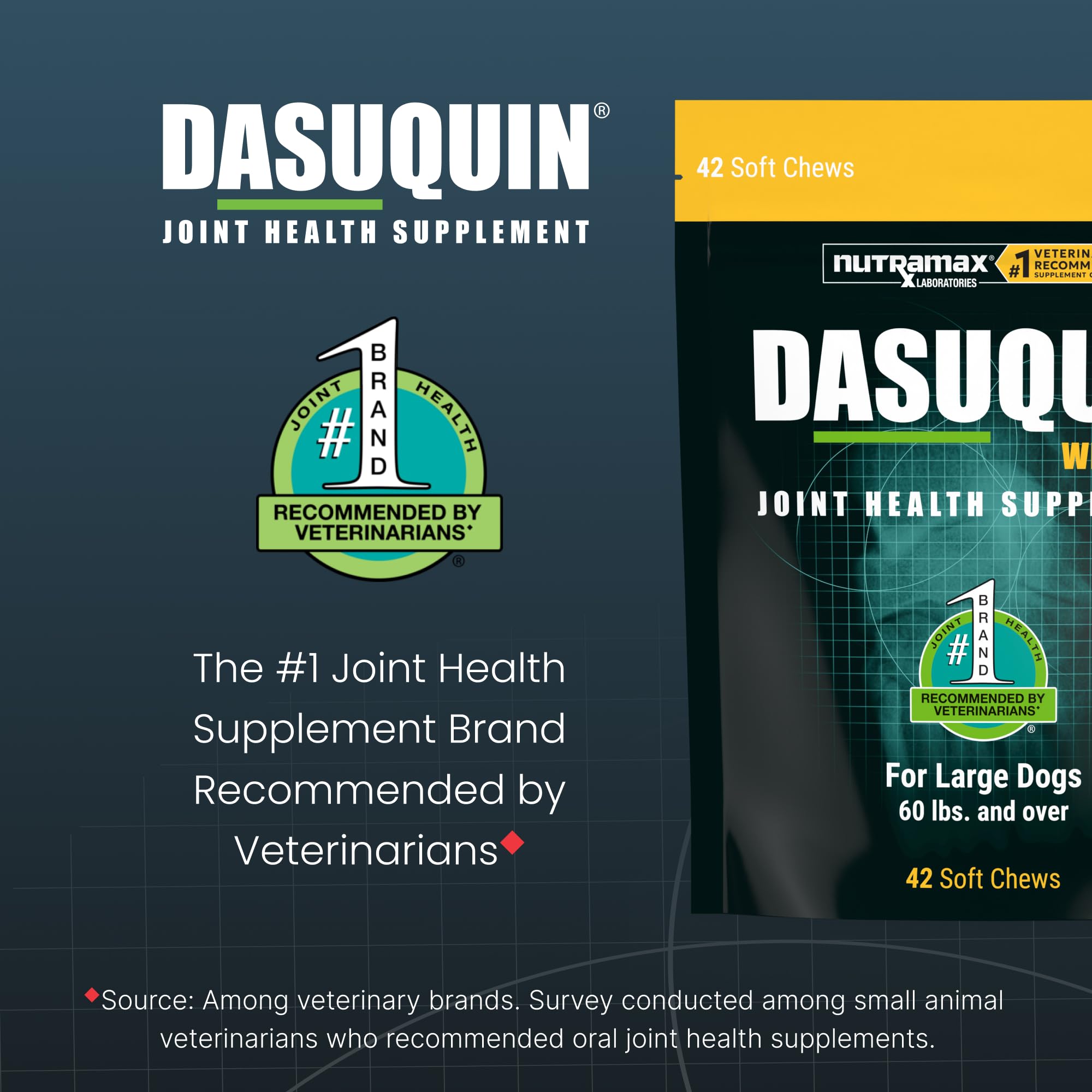 Nutramax Dasuquin large dogs bottle back label with ingredients and directions