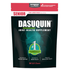Nutramax Dasuquin senior soft chews bottle for joint comfort and easy dosing.