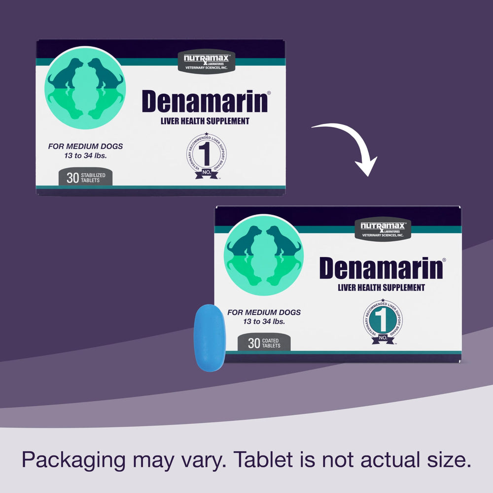 Coated Denamarin tablets prepared to ease administration.