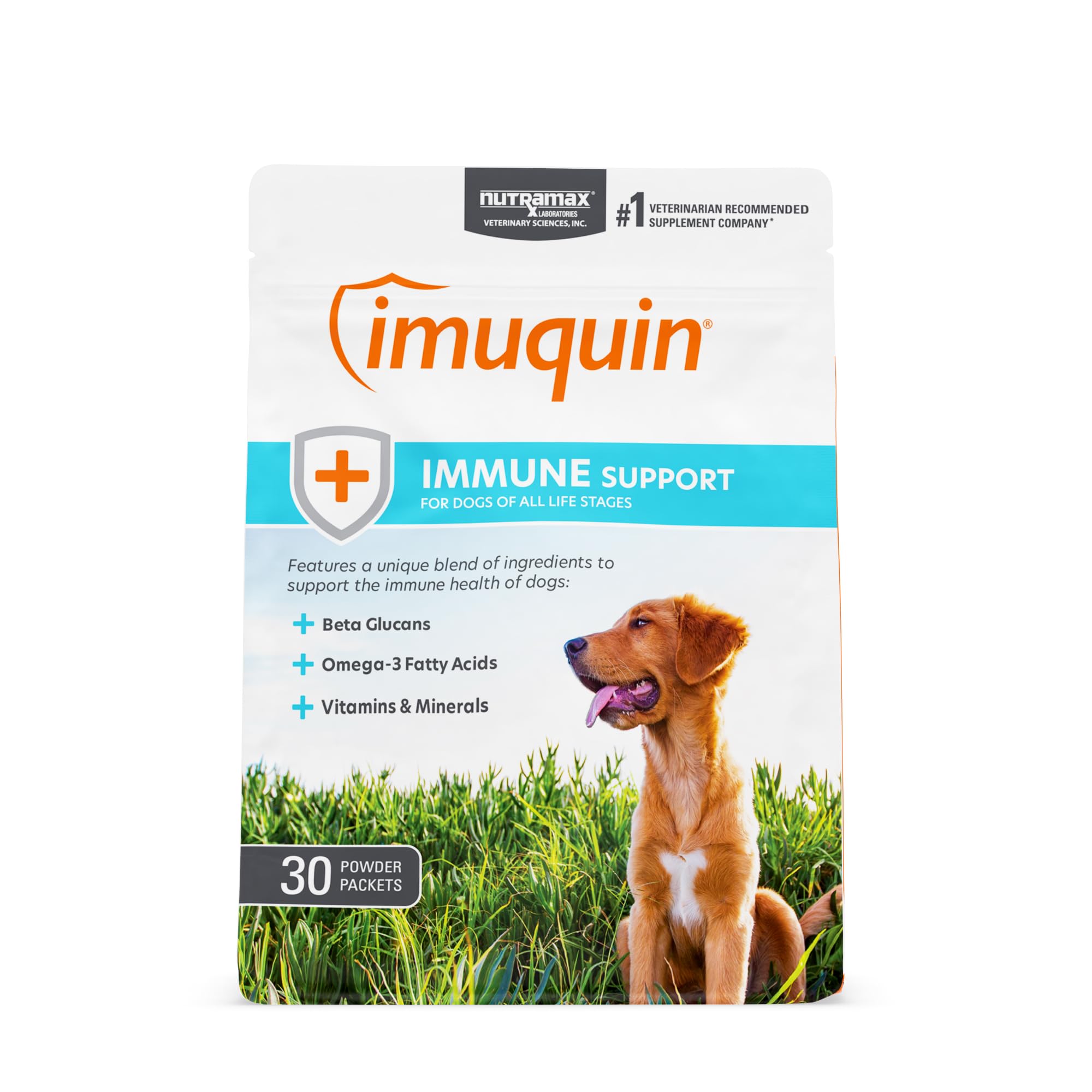 Nutramax Imuquin packet serving for easy daily immune support during meals.