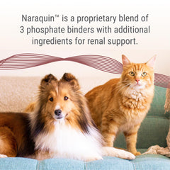 NARAQUIN bottle pour illustrating easy sprinkle-on administration during meals