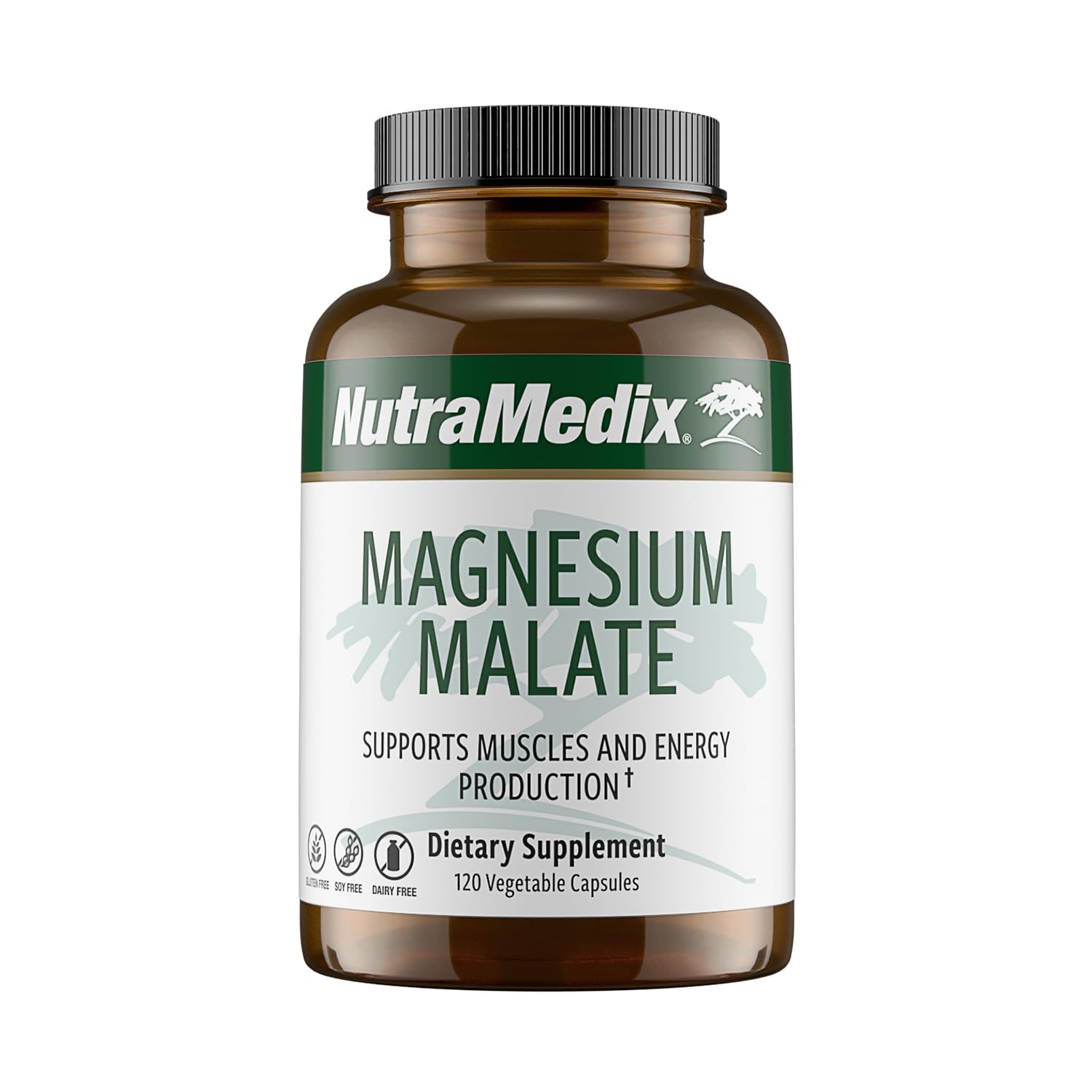 NutraMedix Magnesium Malate bottle showing easy-to-swallow capsules for daily energy