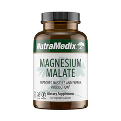 NutraMedix Magnesium Malate bottle showing easy-to-swallow capsules for daily energy