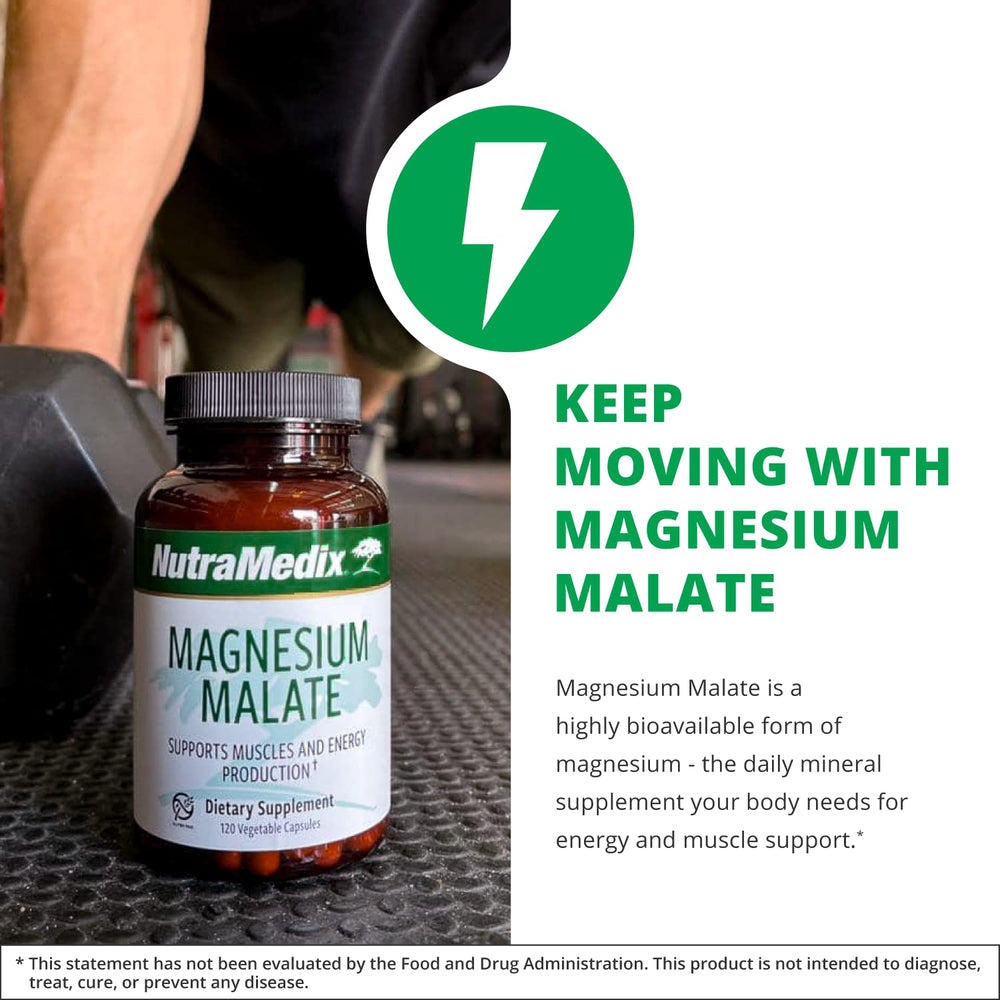 NutraMedix Magnesium Malate label showing vegan, non-GMO and gluten-free attributes