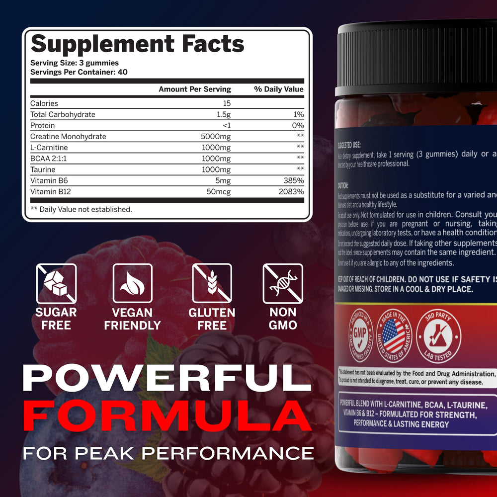 Nutraonda pre-workout gummies berry closeup highlights chewy texture and flavor.