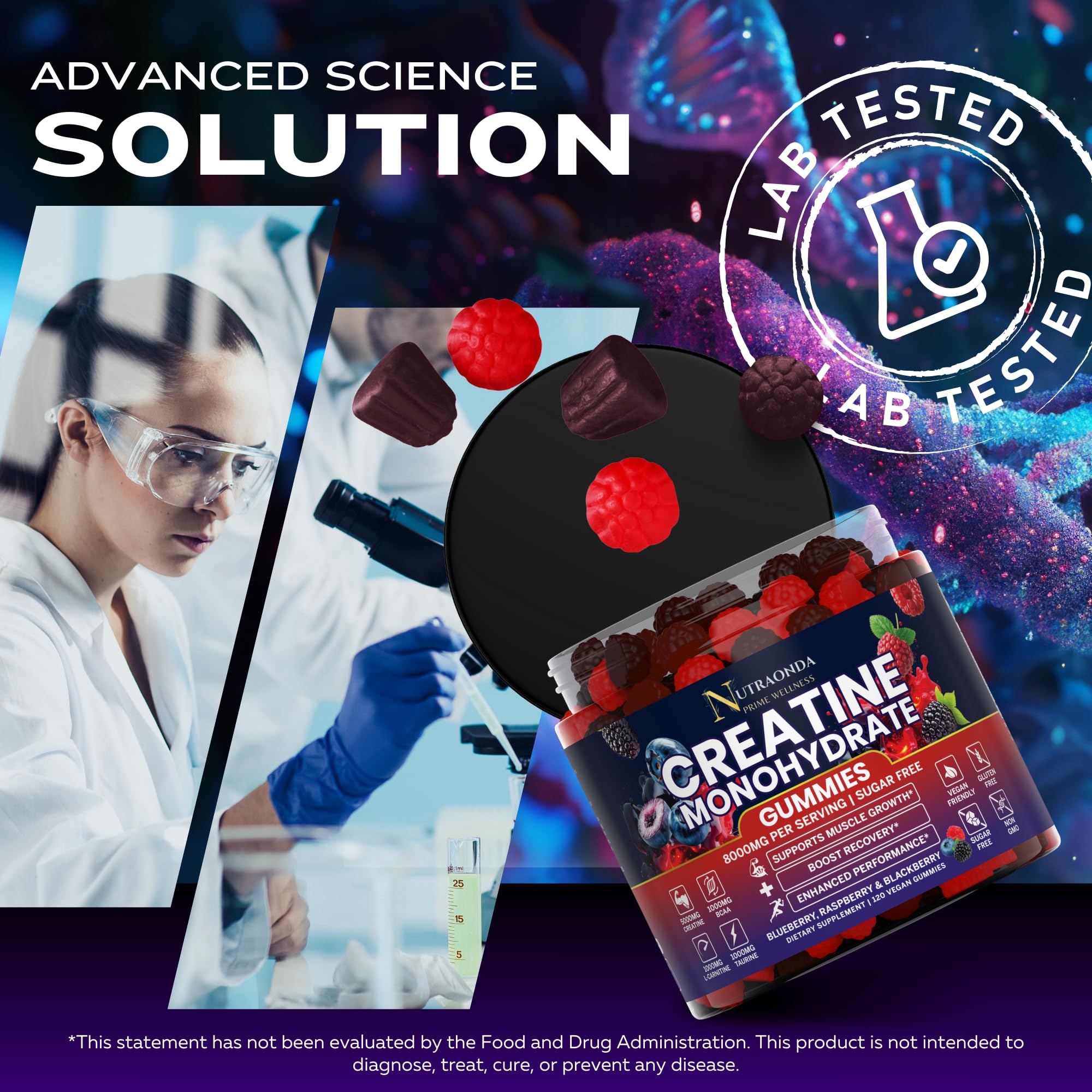 Nutraonda ingredients-label closeup shows creatine and BCAA components.