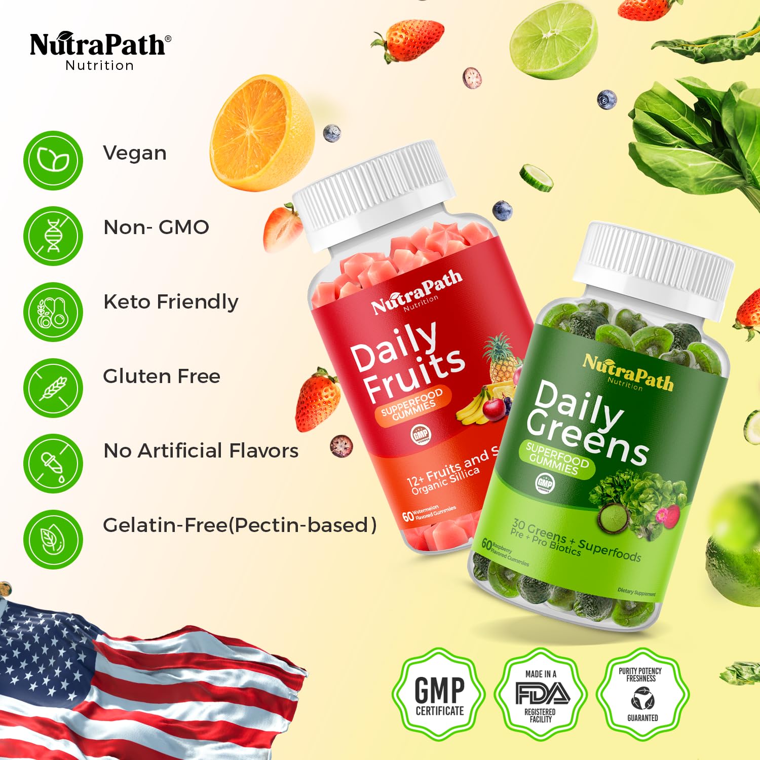 NutraPath gummies with mixed fruits and vegetables for a broad antioxidant boost.