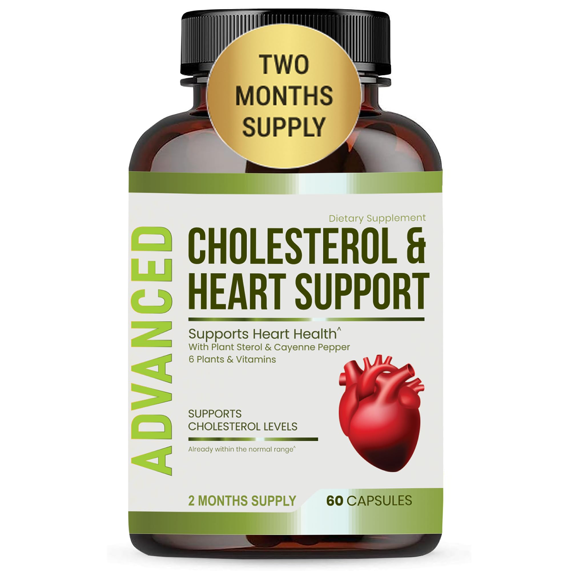 NutraPro Heart Health bottle with capsules for cholesterol support.