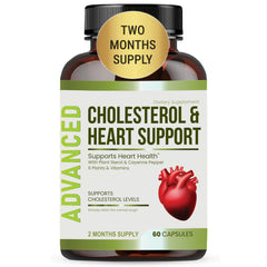 NutraPro Heart Health bottle with capsules for cholesterol support.