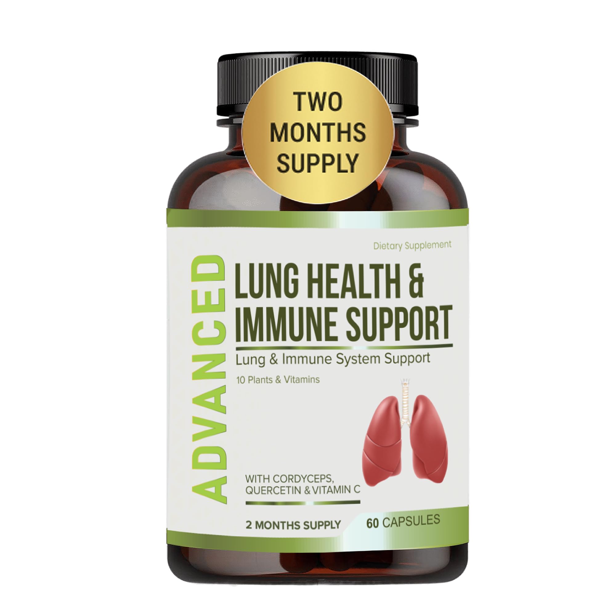 NutraPro Lung Health bottle front signals a two-month supply for daily immune support.