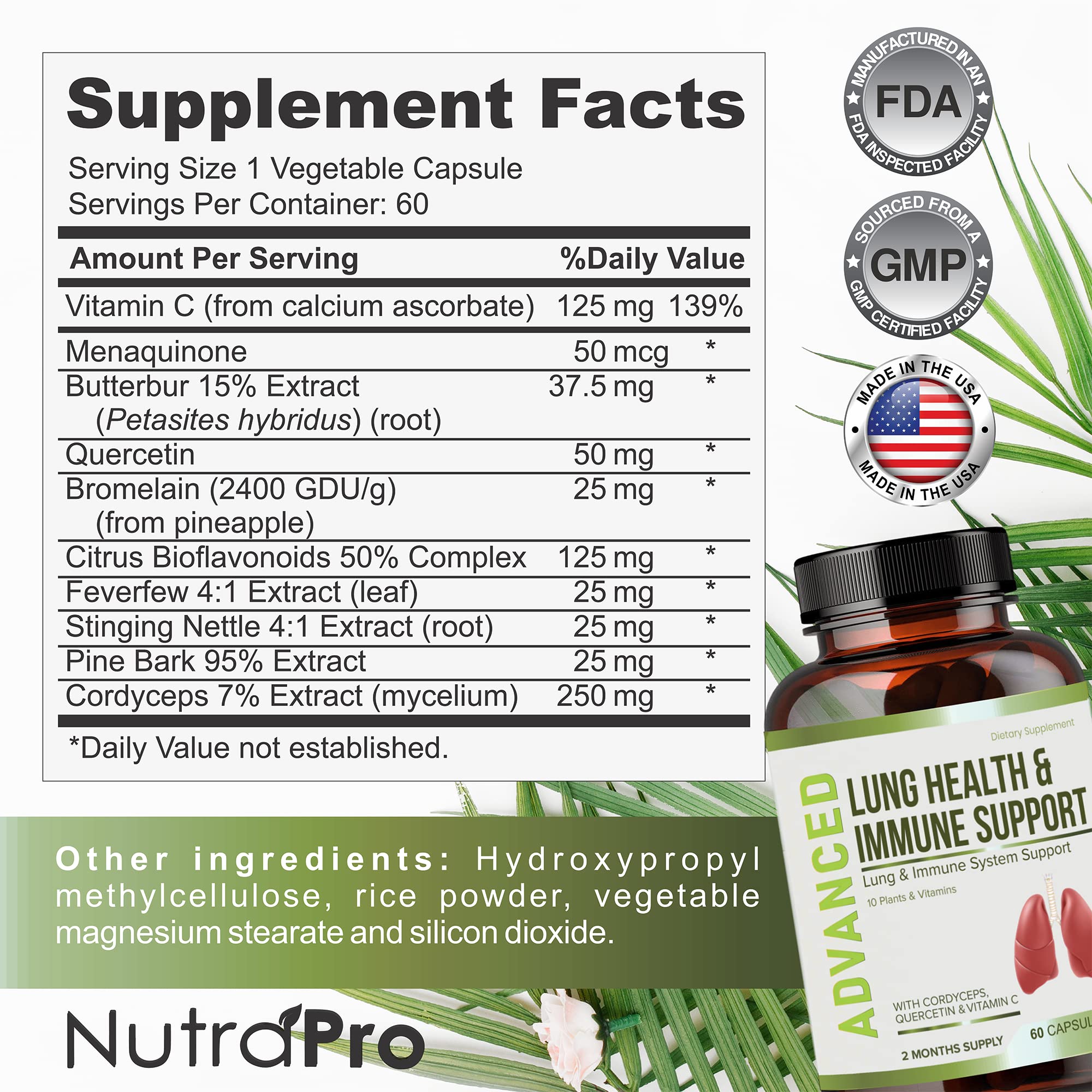 NutraPro Lung Health two-month supply bottle ready for use.