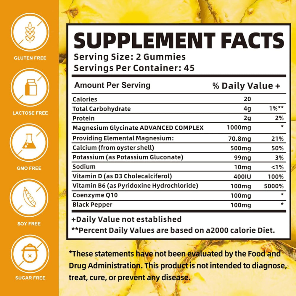 Nutravita Magnesium Glycinate Gummies close-up of mango pineapple flavor texture