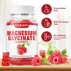 Nutravita Magnesium Glycinate Gummies closeup shows soft, easy to chew texture.