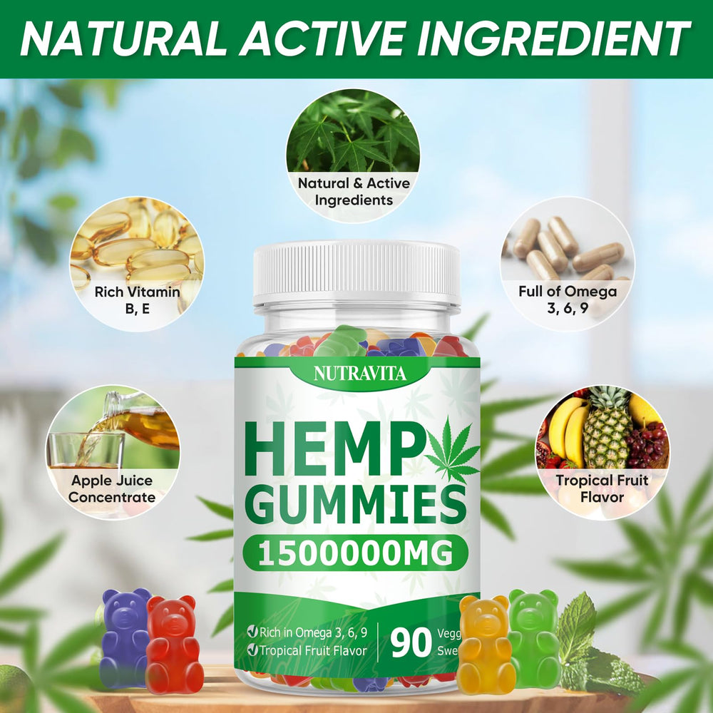 Nutravita Naturals Fruit Hemp Gummies ingredients list highlights omega-3-6-9.