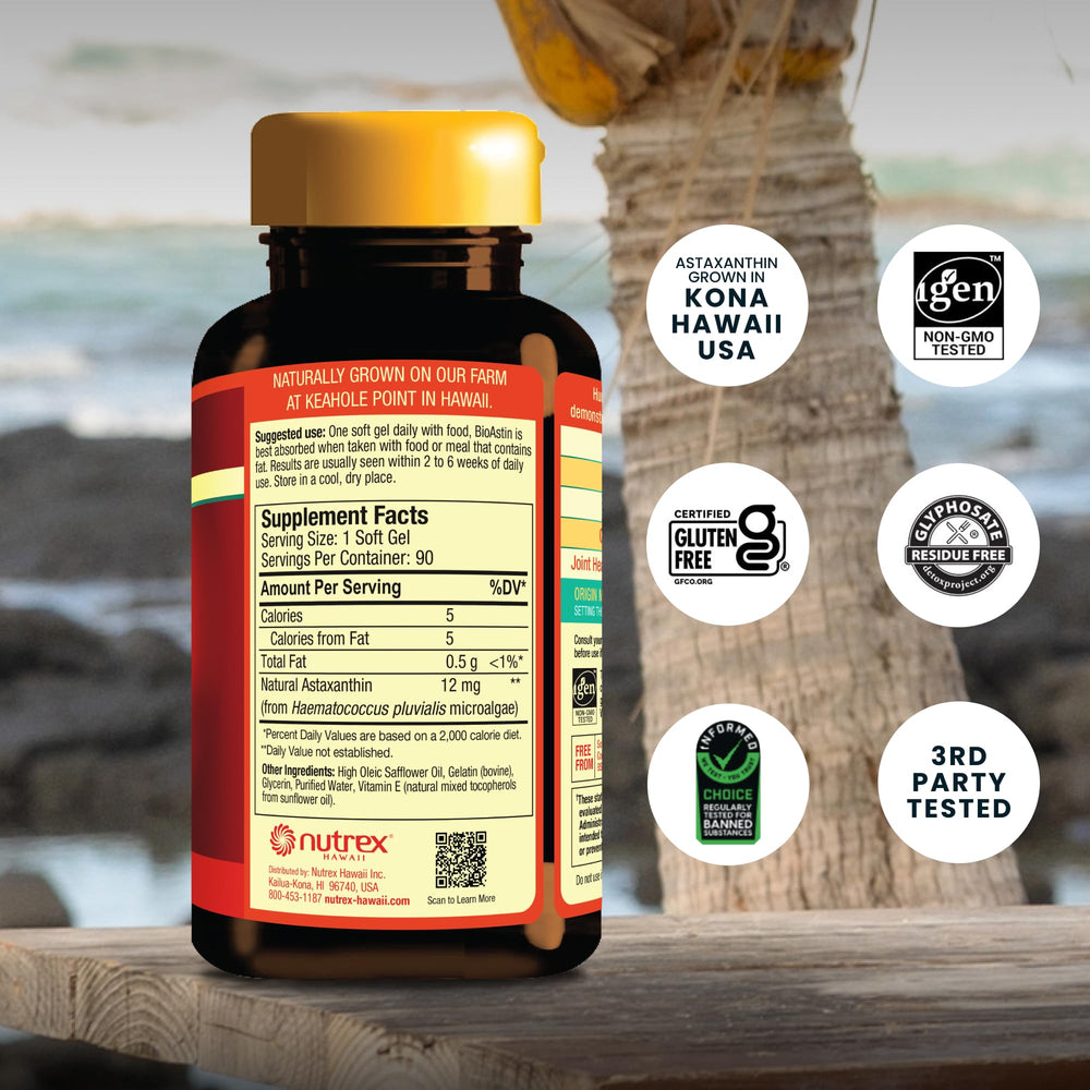 BioAstin softgels close-up, smooth golden capsules for daily antioxidant support.