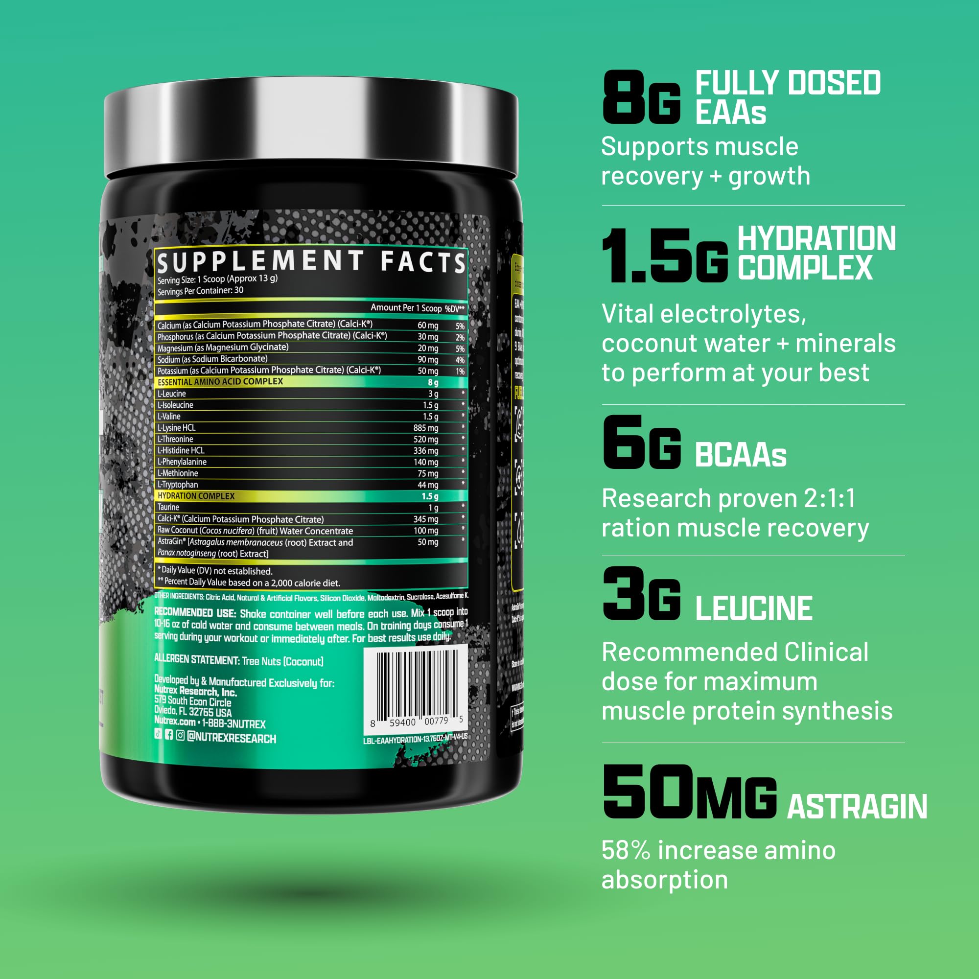 Nutrex EAA Hydration Maui Twist pour into shaker for quick intra-workout fueling.