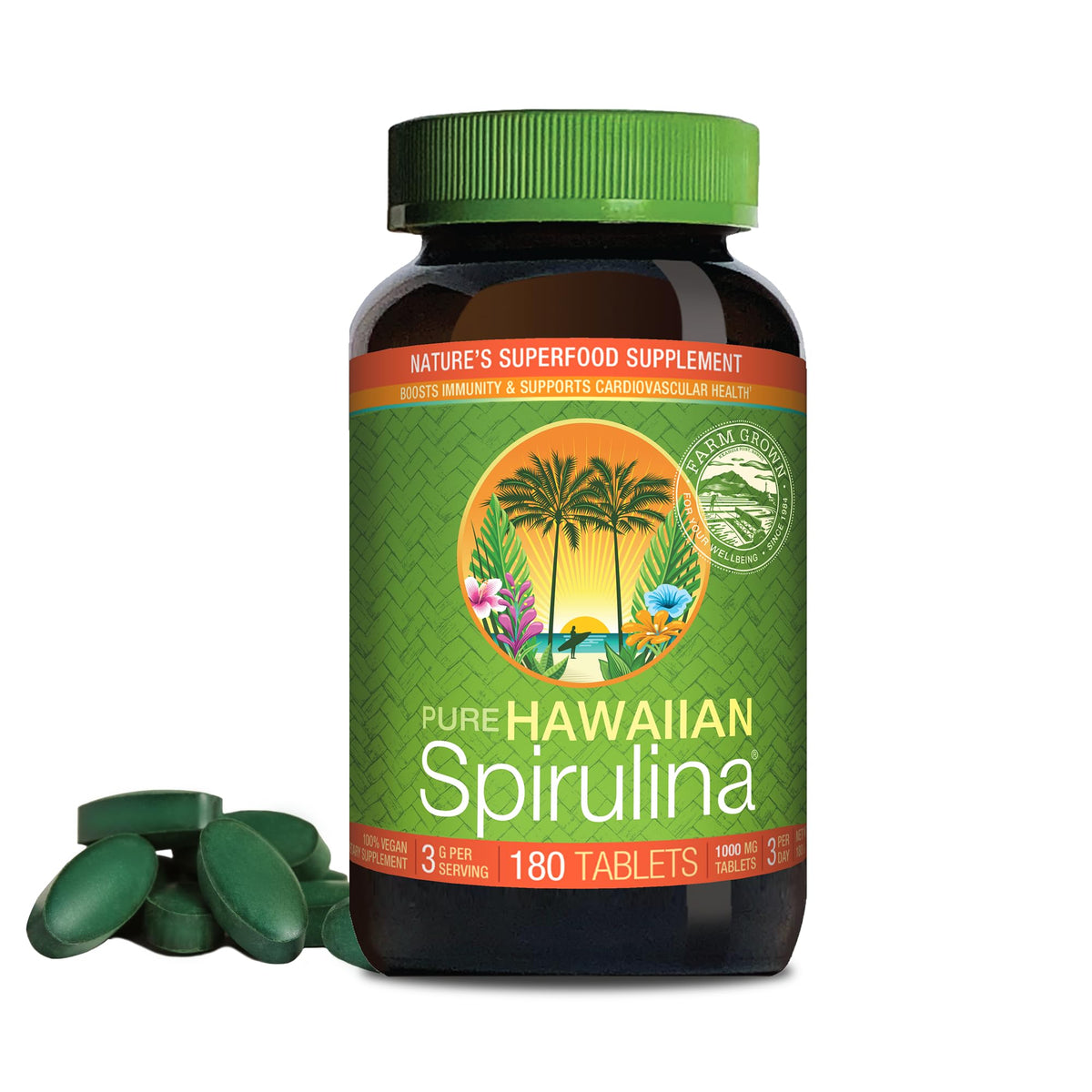 Nutrex Hawaii pure Hawaiian spirulina bottle, ideal plant-based protein.