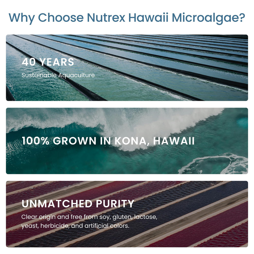 Nutrex Hawaii Spirulina scoop indicating convenient daily dosing.