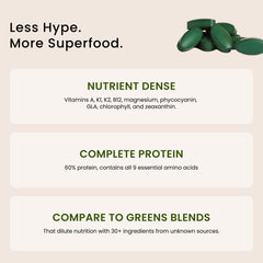 Nutrex Hawaii spirulina tablets pour, easy daily intake.