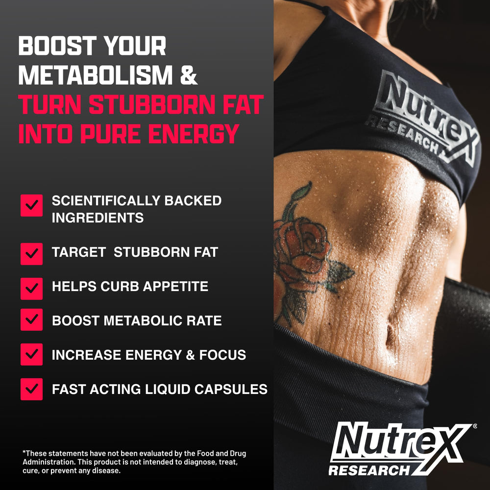 Nutrex Lipo-6 Black Max capsules designed for quick uptake during workouts.